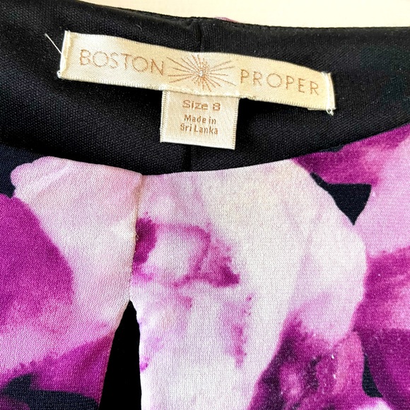 Boston Proper purple peonies midi dress - Picture 3 of 10